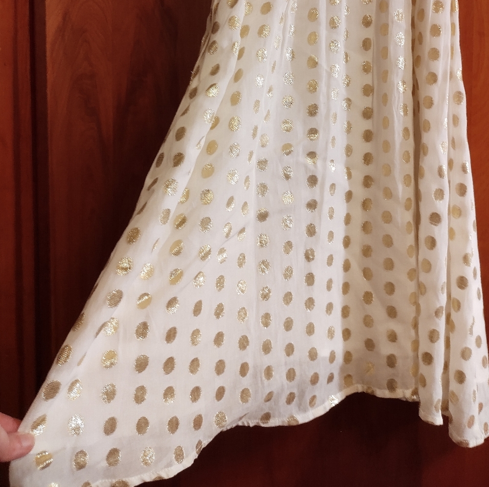 H & M sundress. Ivory with gold dots. Cocktail length. Women's 4. - Picture 10 of 10